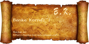 Benke Kornél névjegykártya